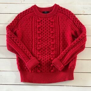 J. Crew Red Cable Knit Sweater